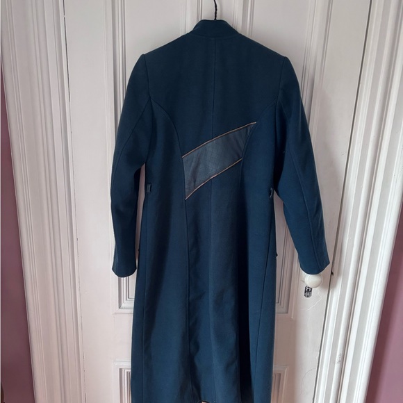 Women’s Vintage Arwa Made in Syria Wool Leather Long Zip Button Front Coat 42 (6 - Picture 7 of 14